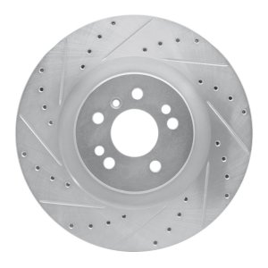 Mercedes-Benz ML550 Brake Rotor (1) - Front Left - R1 Concepts - Drilled & Slotted - Silver - `06-`12